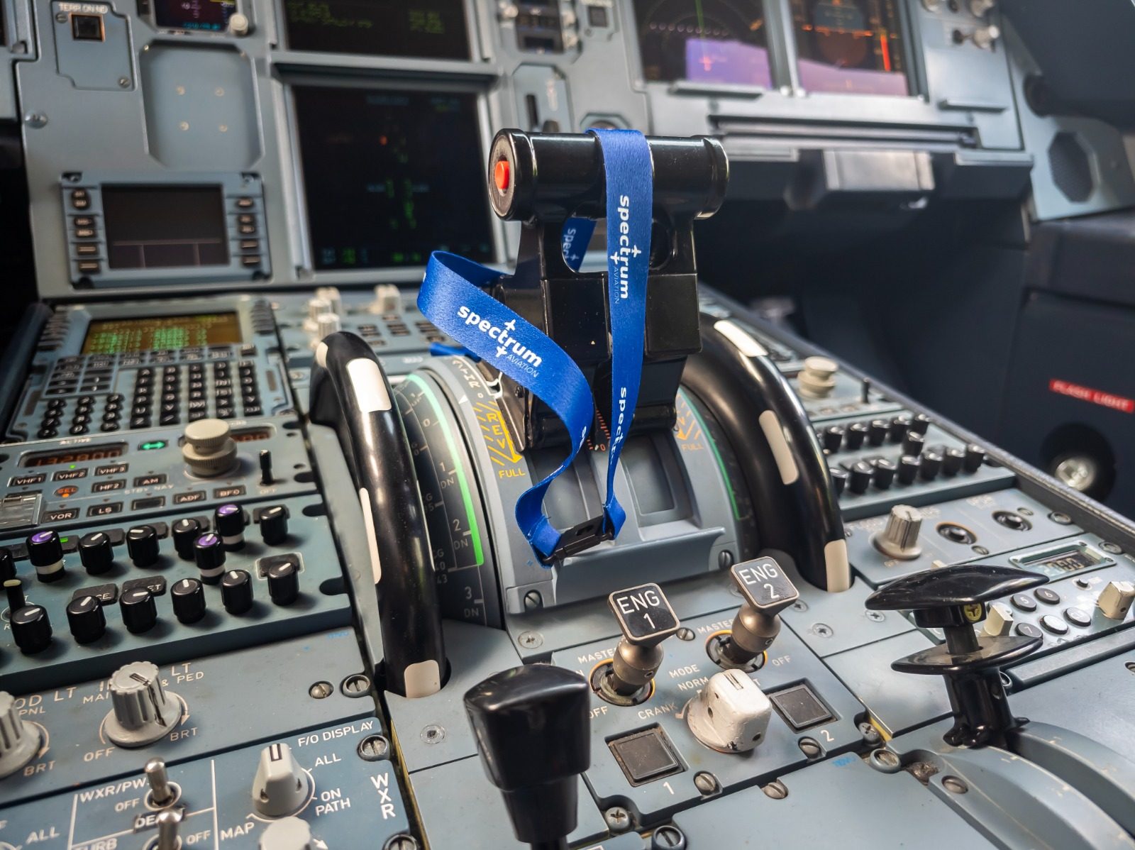 Airbus A320 flight deck on a Spectrum Aviation operation